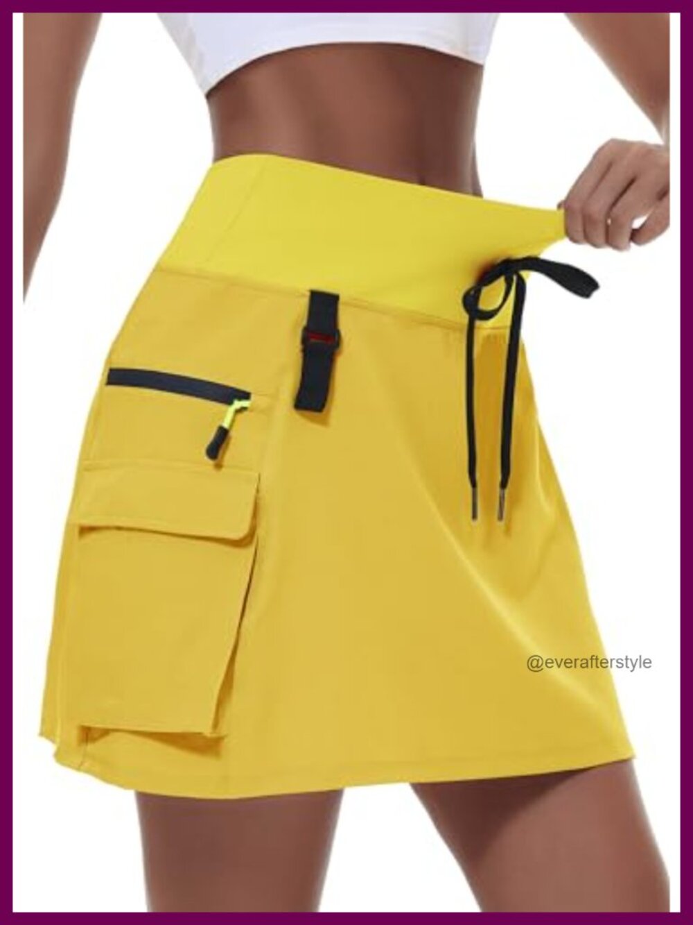 Hiking Cargo Skort with Zipper Pockets Compression Liner UPF 50+
